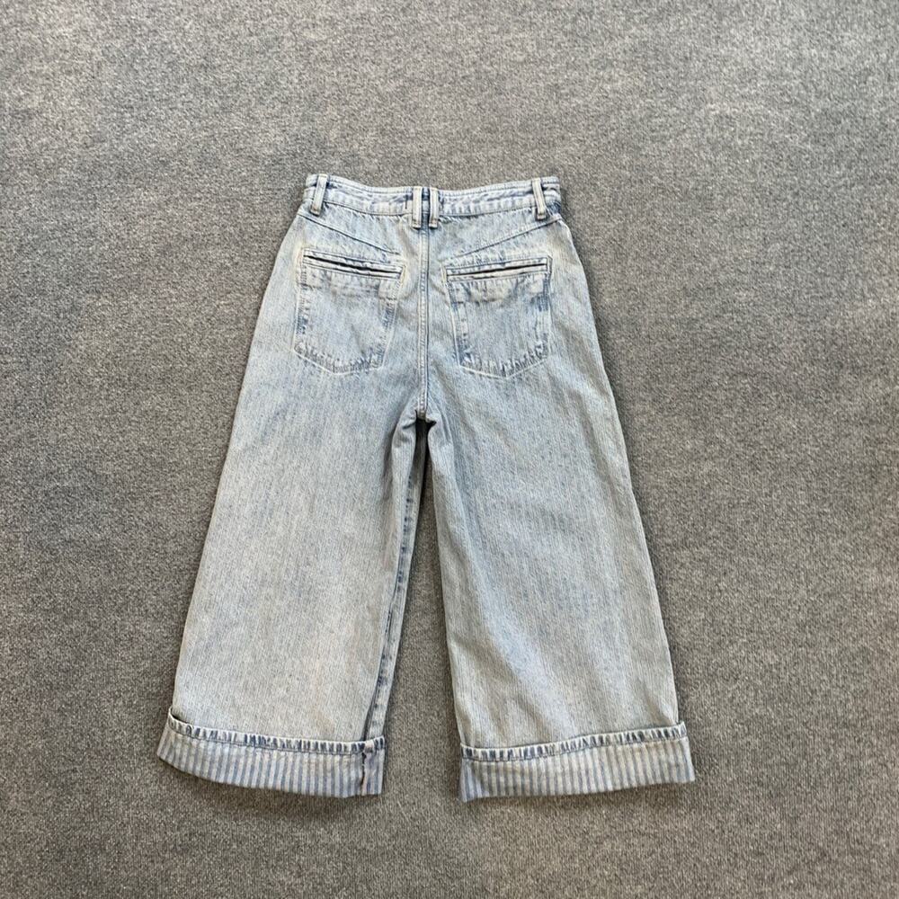 We The Free People Jeans Womens 28 Denim Brette Wide Leg Cropped Stripe Cuffed - Picture 13 of 15